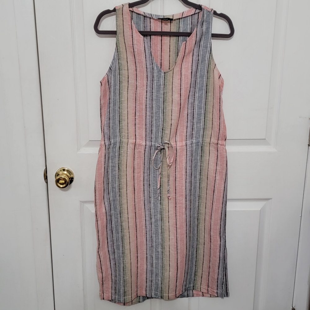 Drew Ainsley Dobby Striped Linen Blend Dress